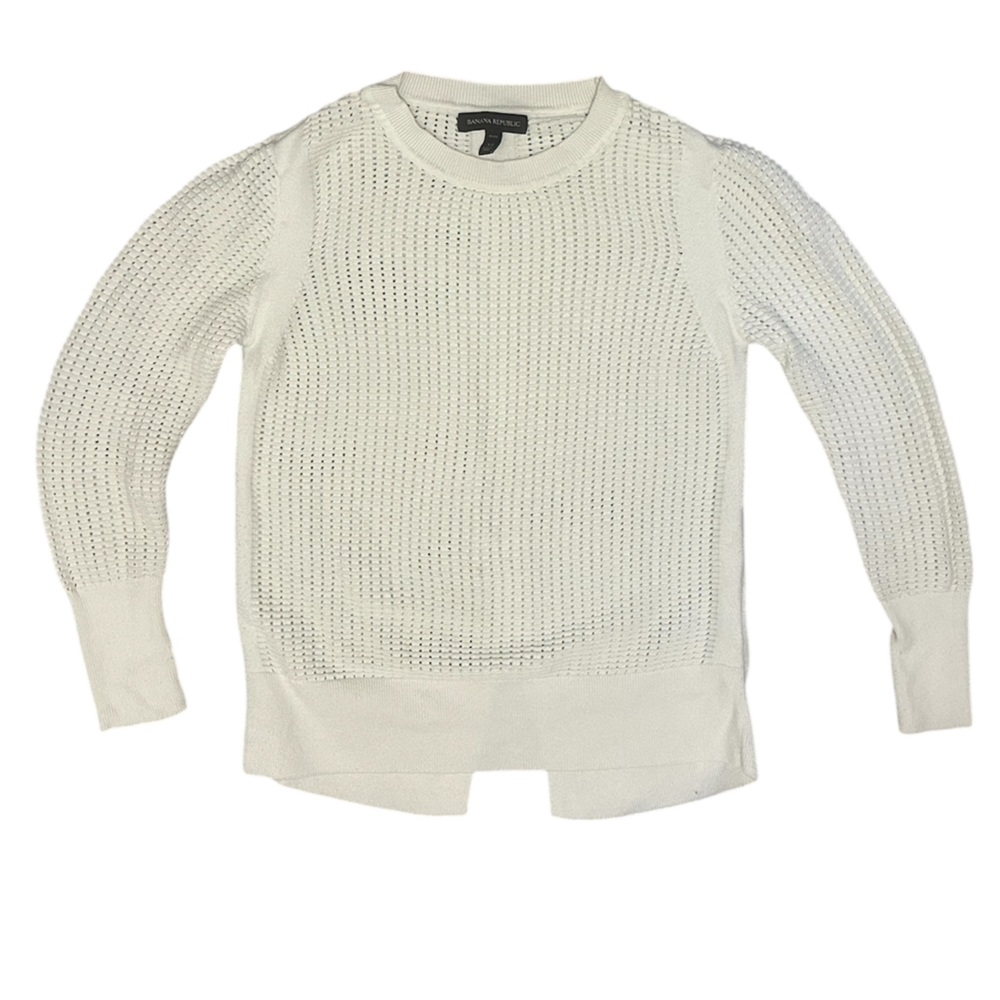 Banana Republic XS White Open-Knit Sweater | Lightweight & Versatile